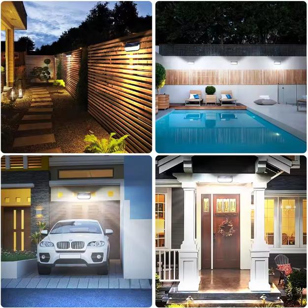 Solar Wall Lamp Outdoor Garden Light IP65 Waterproof 3 Modes PIR Motion Sensor Wall Lamp 416 LED Light Fence Lamp