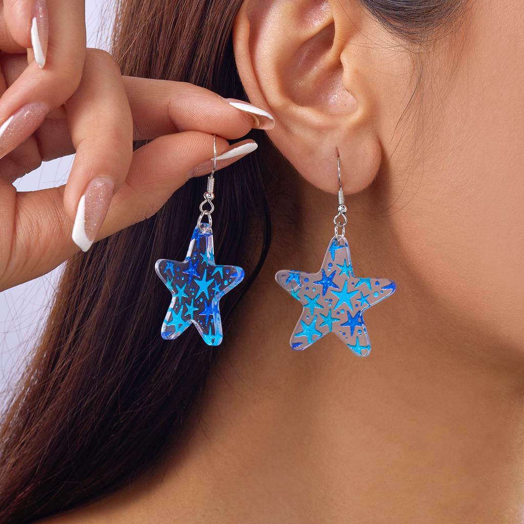 Fashion Acrylic Starfish Shell Pendant Earrings For Women Cute Goldfish Turtle Unique Dangle Earring Party Personality Jewelry