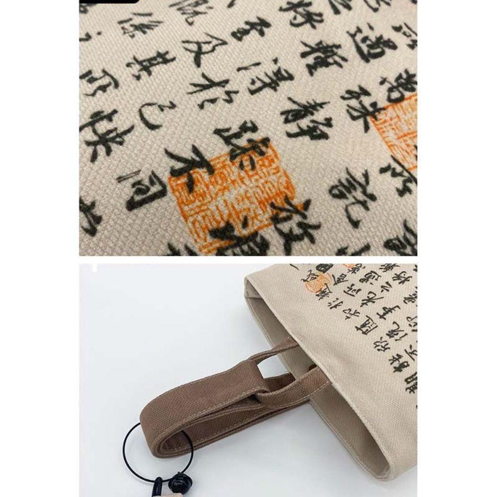 Printed Canvas Bucket Bag Chinese Style Print Canvas Handbag Sweet   Shopping