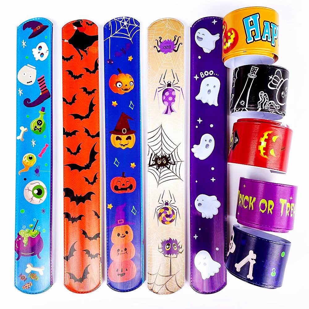 12Pcs Halloween Christmas Pattern Wristband Decoration Toys Kids Birthday Party Gifts Pinata Filler New Year's Party Favors