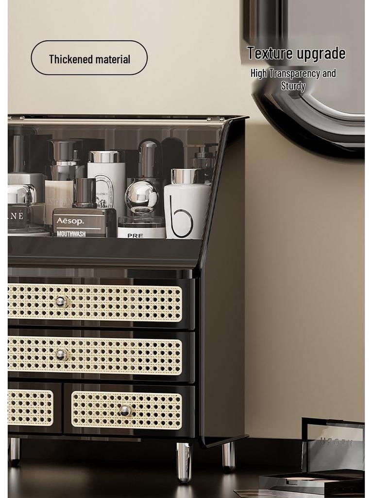 Deluxe Cosmetic Storage Box with Lid: Dustproof, Moisture-proof, Drawer-style Makeup Organizer for Lipsticks