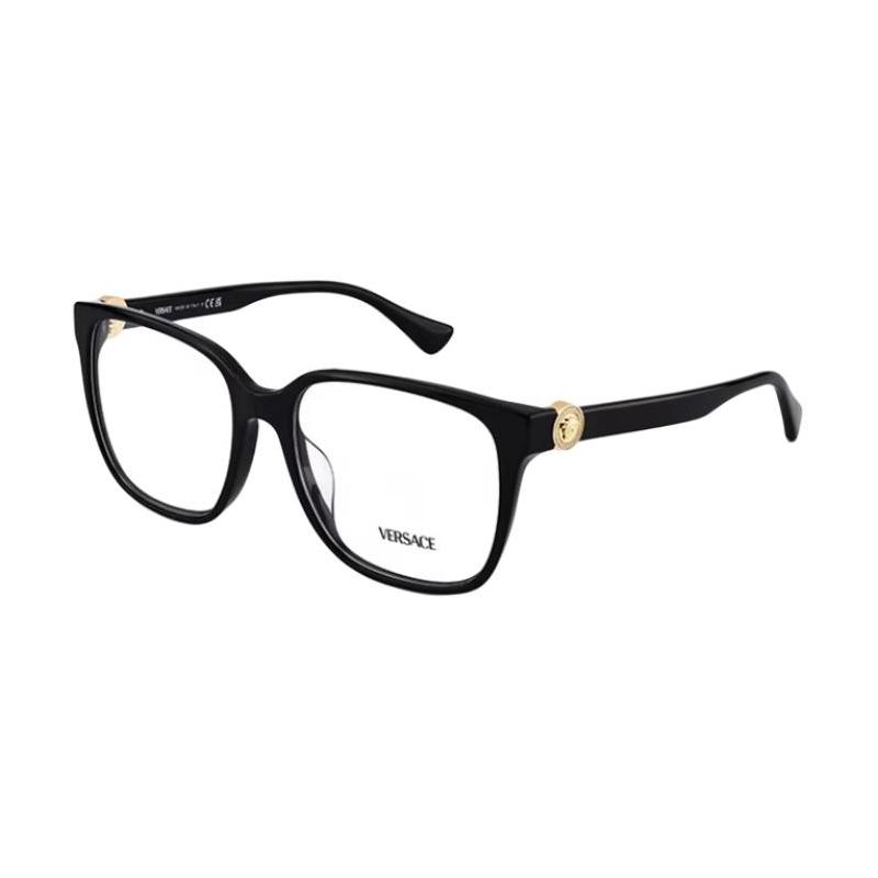 Versace Brand logo plate square optical glasses men and women same style couple black 35269096 0VE3332D-GB1-55-Black 55