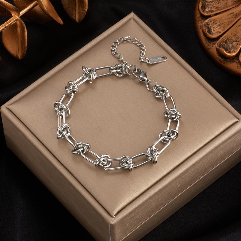 Fashionable Gold-plated Titanium Steel Bracelets Trendy Hip-hop Punk Jingtiao Chain Jewelry Bracelets