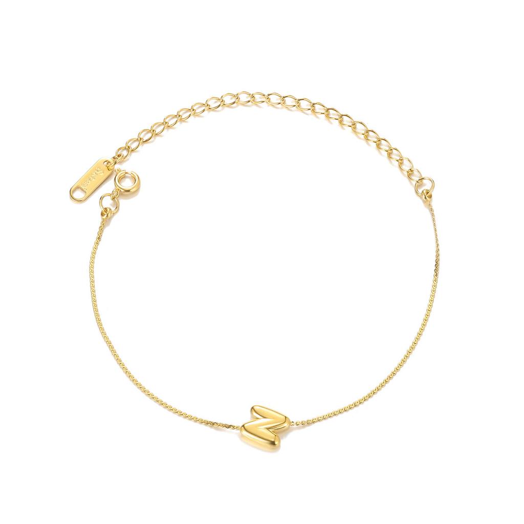 Mini Cute 3D Initials Bubble Letter Chain Bracelet For Women New Gold Color Stainless Steel Waterproof Elegant Christmas Jewelry