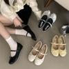 Autumn temperament versatile silver bow with Mary Jane single shoes women's shoes