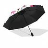1pc Ladybugs Flowers Automatic Open/close Umbrella, 8-Rib sturdy structure, Auto Folding/Opening, Portable Travel Umbrella for Women c19