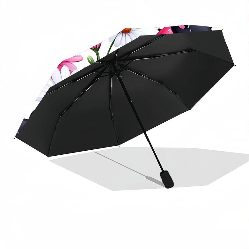 1pc Ladybugs Flowers Automatic Open/close Umbrella, 8-Rib sturdy structure, Auto Folding/Opening, Portable Travel Umbrella for Women c19