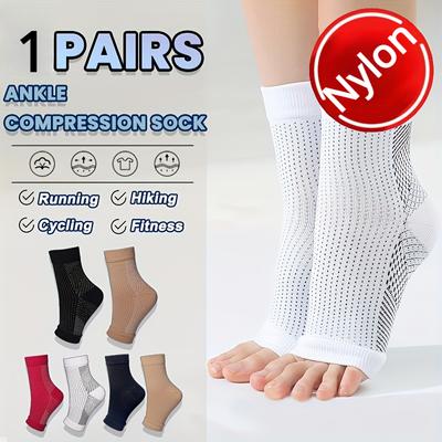 1 Pair Ankle Compression Sleeve - Open Toe Nylon Socks