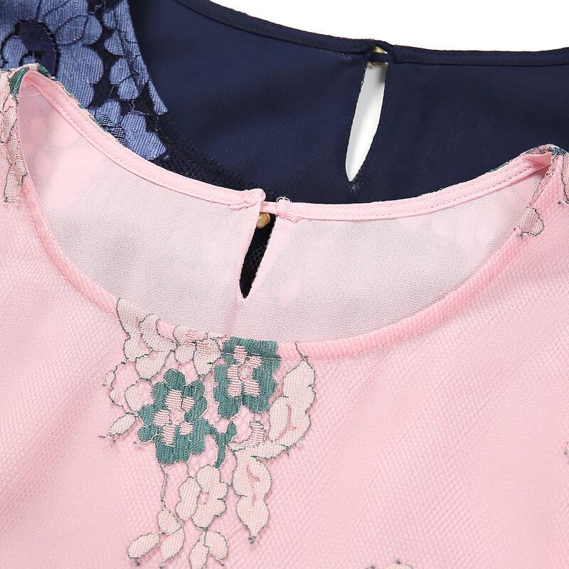 Passite Faux Two-Piece Lace T-Shirt for Middle-Aged Women