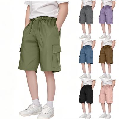 Boys And Girls Knee Length Shorts Kids Lightweight Casual Loose Outdoor Cargo Sports Pants