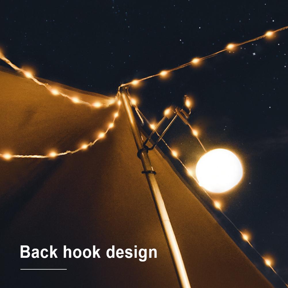 Camping Lantern with String USB Rechargeable IP44 Waterproof Portable LED Tent Light 5 Lighting Modes 2900-3100K for Tent Garden