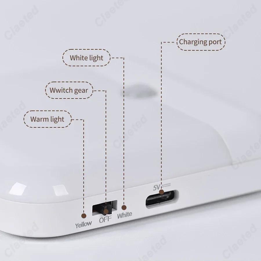 Induction Lamp Smart Charging Dual-color USB Magnetic LED Nightlight Corridor Hall Wardrobe Cupboard Bedroom Lighting