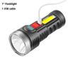 7LED+COB Portable Flashlight Cob Side Light Lightweight Outdoor Lighting USB Rechargeable Camping Torch Searchlight For Camping