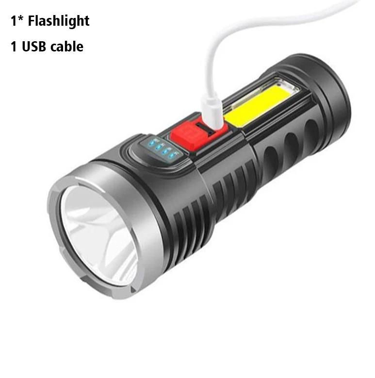 7LED+COB Portable Flashlight Cob Side Light Lightweight Outdoor Lighting USB Rechargeable Camping Torch Searchlight For Camping