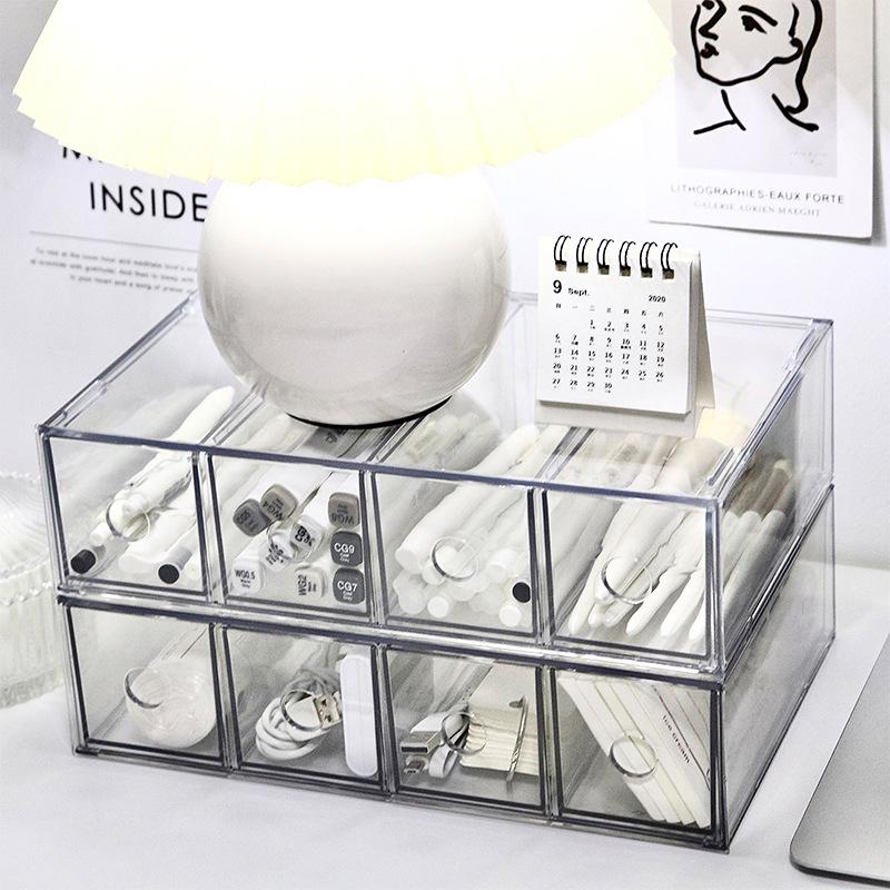 Stylish Multi-Function Stackable Clear Storage Box for Stationery and Markers