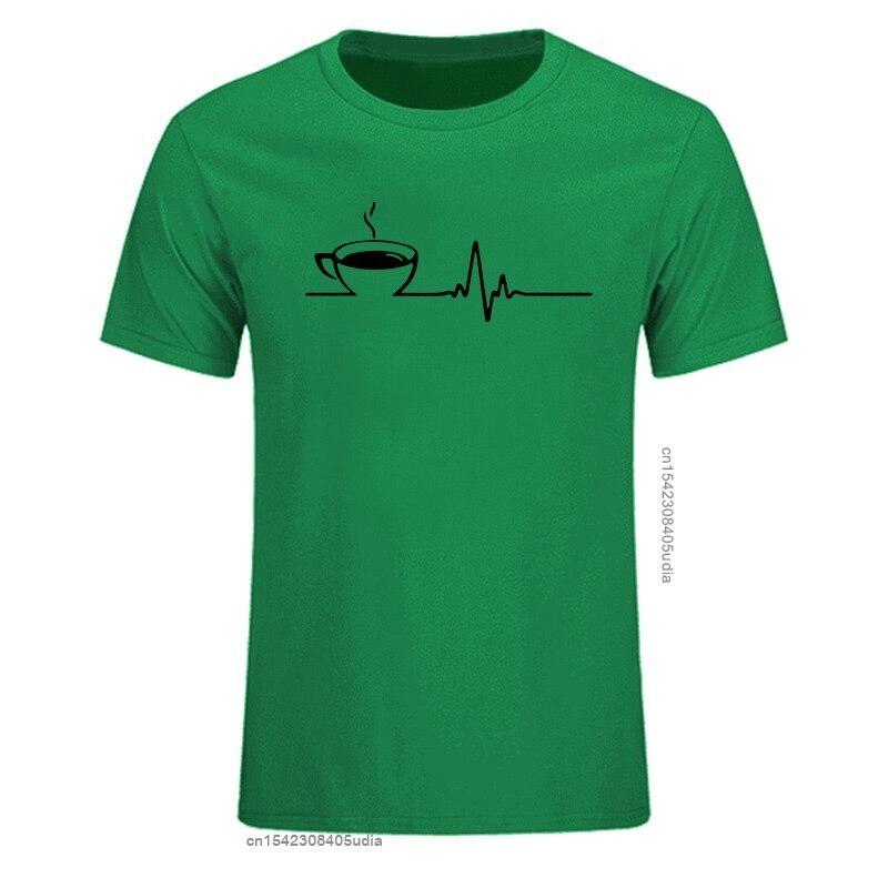 T Shirt Brand Men Short Sleeve Round Collar Coffee Heartbeat Camisas Casual The Funny Tshirt Printing T Shirts