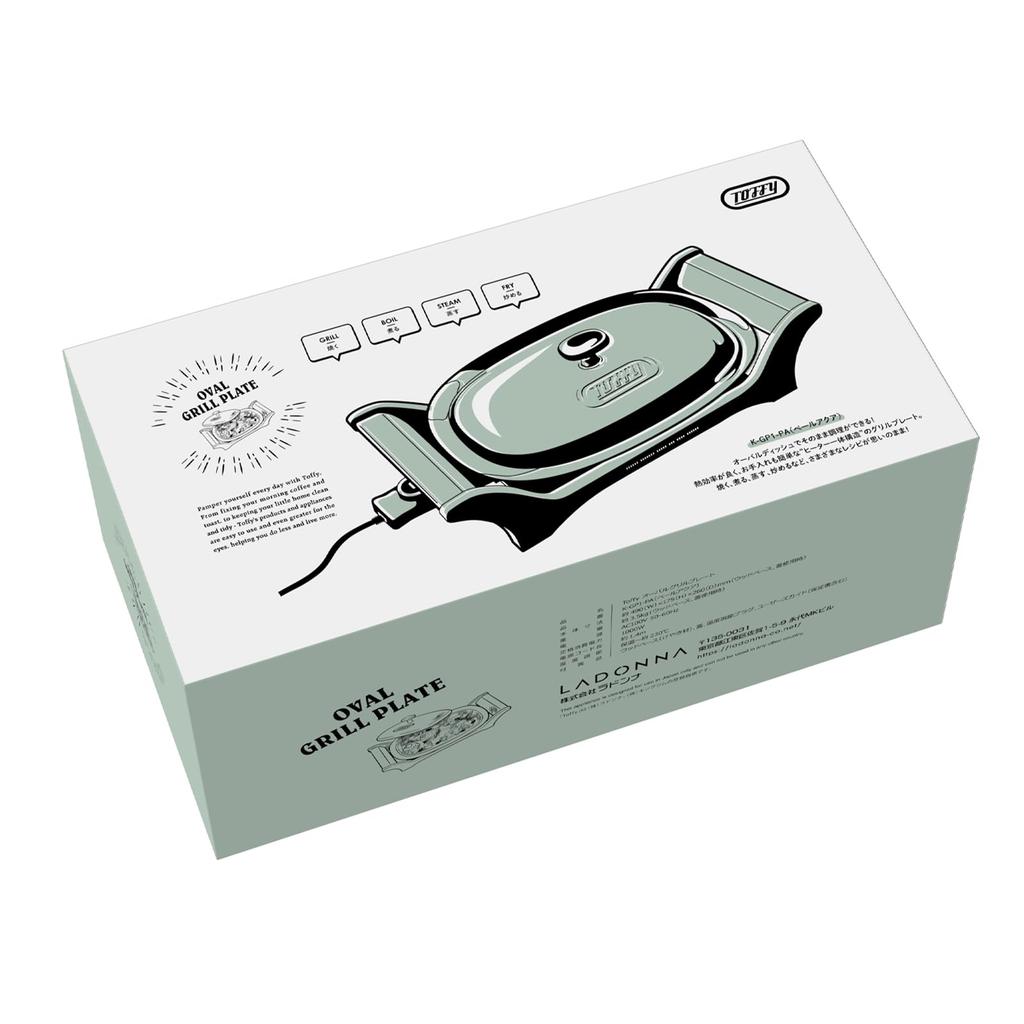Ovale Grillplatte, Heizung, integrierte Konstruktion, Keramik-Kochplatte, Braten, Echtholz, stilvoll, stilvoll [Toffy] K-GP1 (Blasses Aqua) Backen/Köcheln/Dämpfen/Rühren 230℃