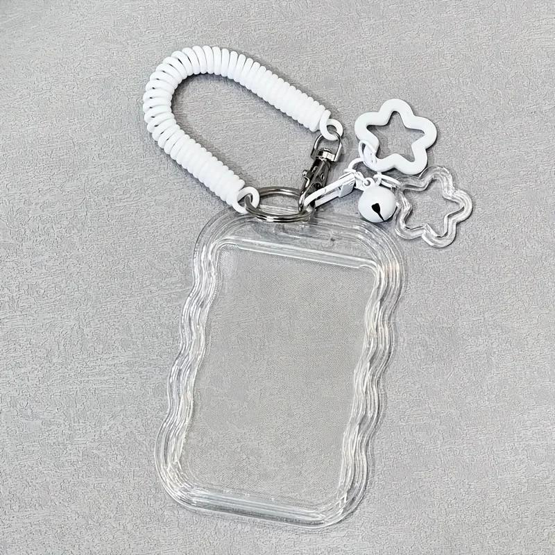 

1pc Heavy Duty Retractable ID Holder with Keychain & Wrist Strap-Transparent PVC Card Holder,Anti-Theft Design,Durable ID Card белый