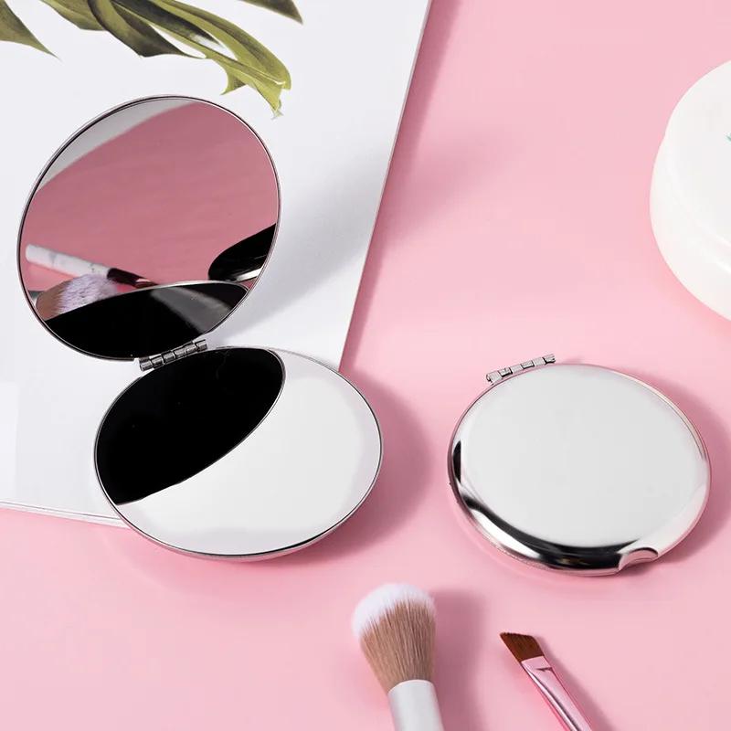 1pcs Hand Pocket Folded-Side Cosmetic Make Up Mirror Portable Women Stainless Steel Makeup Mirror Small Various Shapes