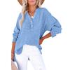 Women’s Fashion Loose Fit Long Sleeve Pullover Shirt Top with Button Front and Ruched Detailing for Casual Wear