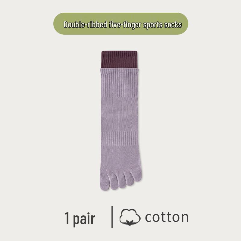 Women's Five-Toe Yoga & Sports Socks - Mid-Calf, Anti-Odor, For Spring & Autumn
