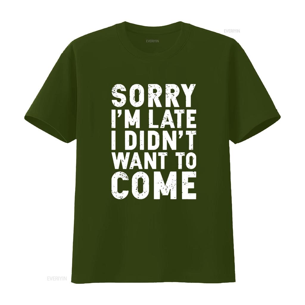 Mens CBTWear Sorry I m Late Didn t Want to Come Funny Sarcastic Shirt Office Humor Men Black 3X Large vintage Washed Soft