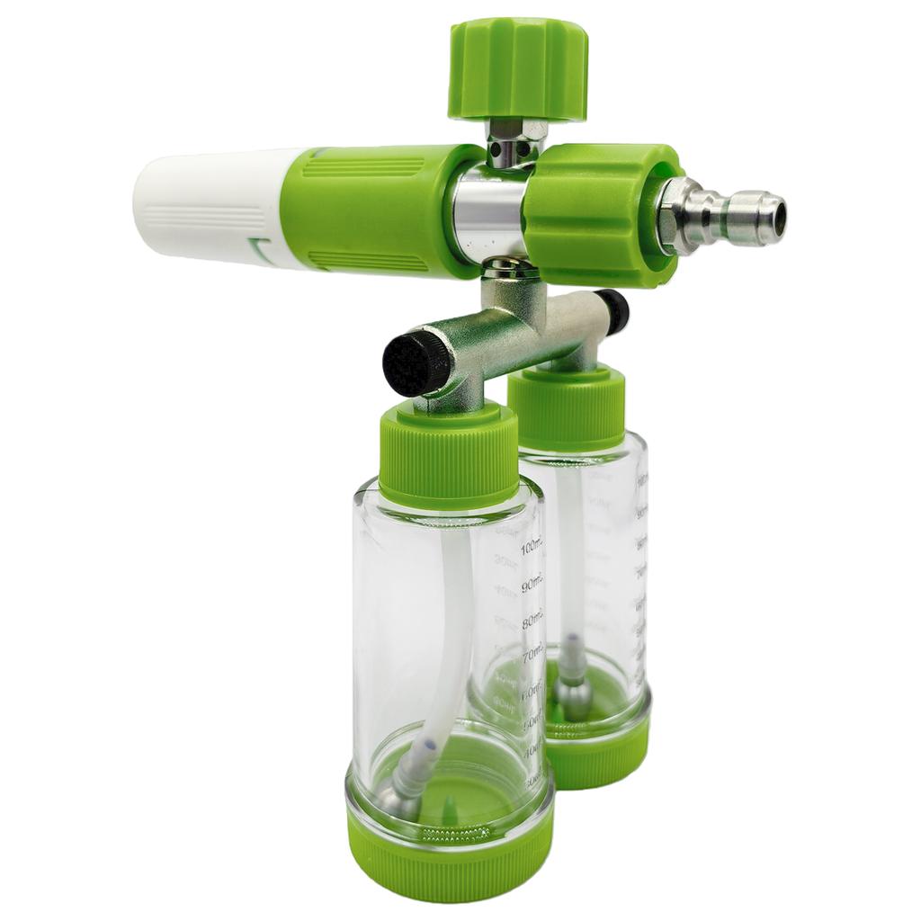 100ML Schaumsprüher für die Autowäsche mit zwei Behältern und 1/4 Zoll Schnellkupplung Tragbare Auto-Waschmaschine Verstellbares Reinigungsgerät für Zuhause