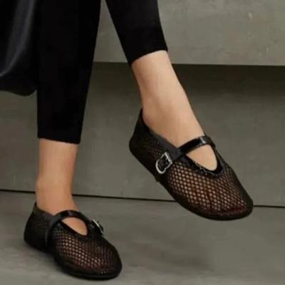 Summer Mesh Hollow Sandals Women Flats Shallow Loafers 2024 New Beach Walking Designer Shoes Comfort Retro Female Zapatillas