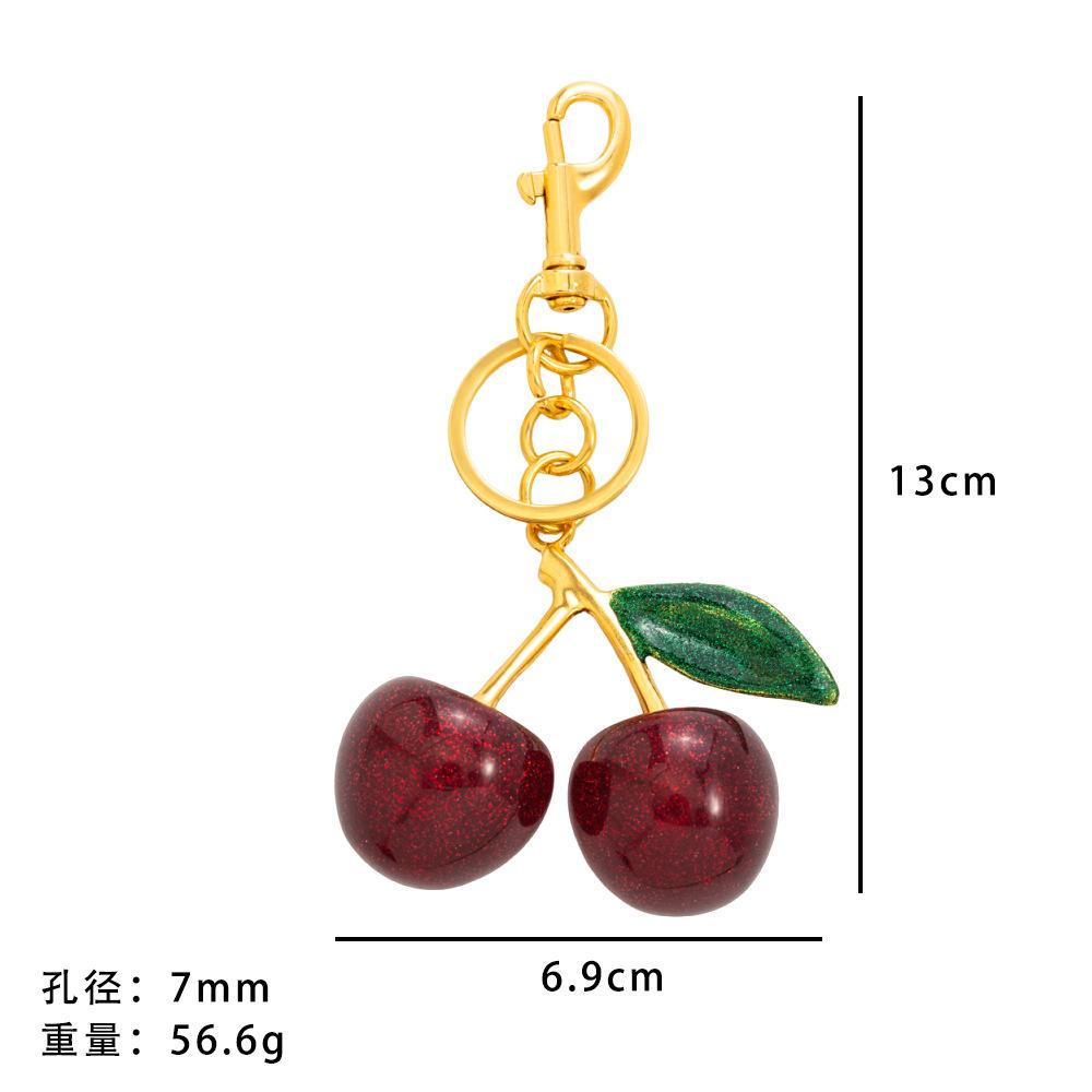 New Personality Trendy Stainless Steel Acrylic Cherry Bag Keychain for Women Cute Summer Handbag DIY Jewelry Accessories No Fade