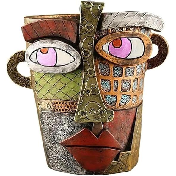 Picasso Brutalist Abstract Beauty Face Flower Pot Acolorful Art Resin Handmade Face Planters Pots Head for Home Art Decor Balcony Ornaments (Retro), Retro
