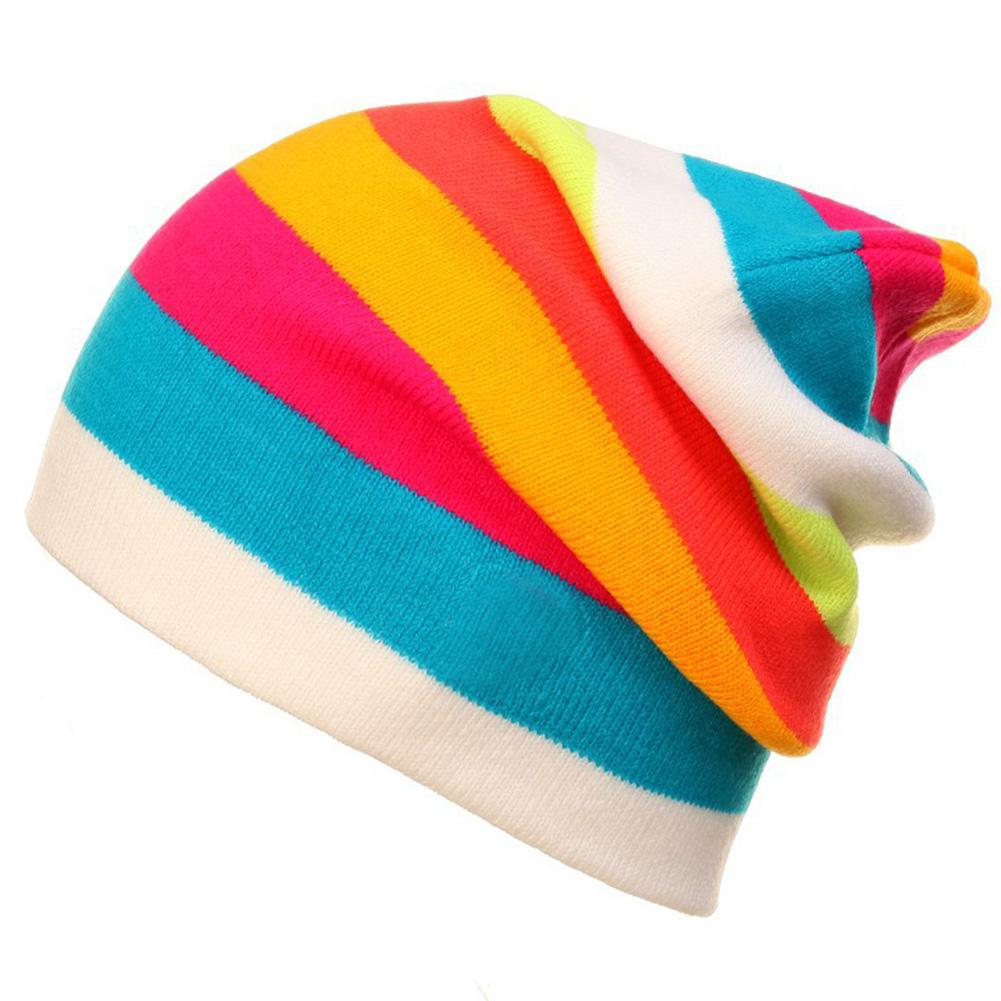 Unisex Outdoor Creative Colorful Knitted Hat Hip Hop Warm Hat Wool Cap for Cycling Skating