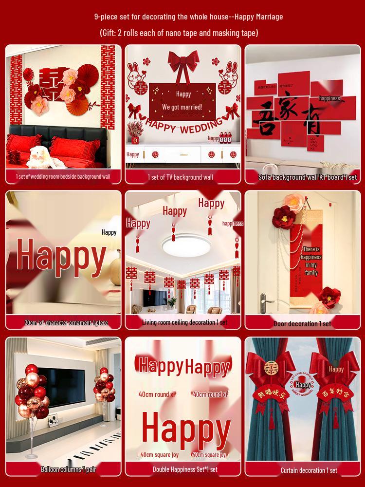 Complete Wedding Room Decoration Set: Bride & Groom's Bedroom Decor Essentials