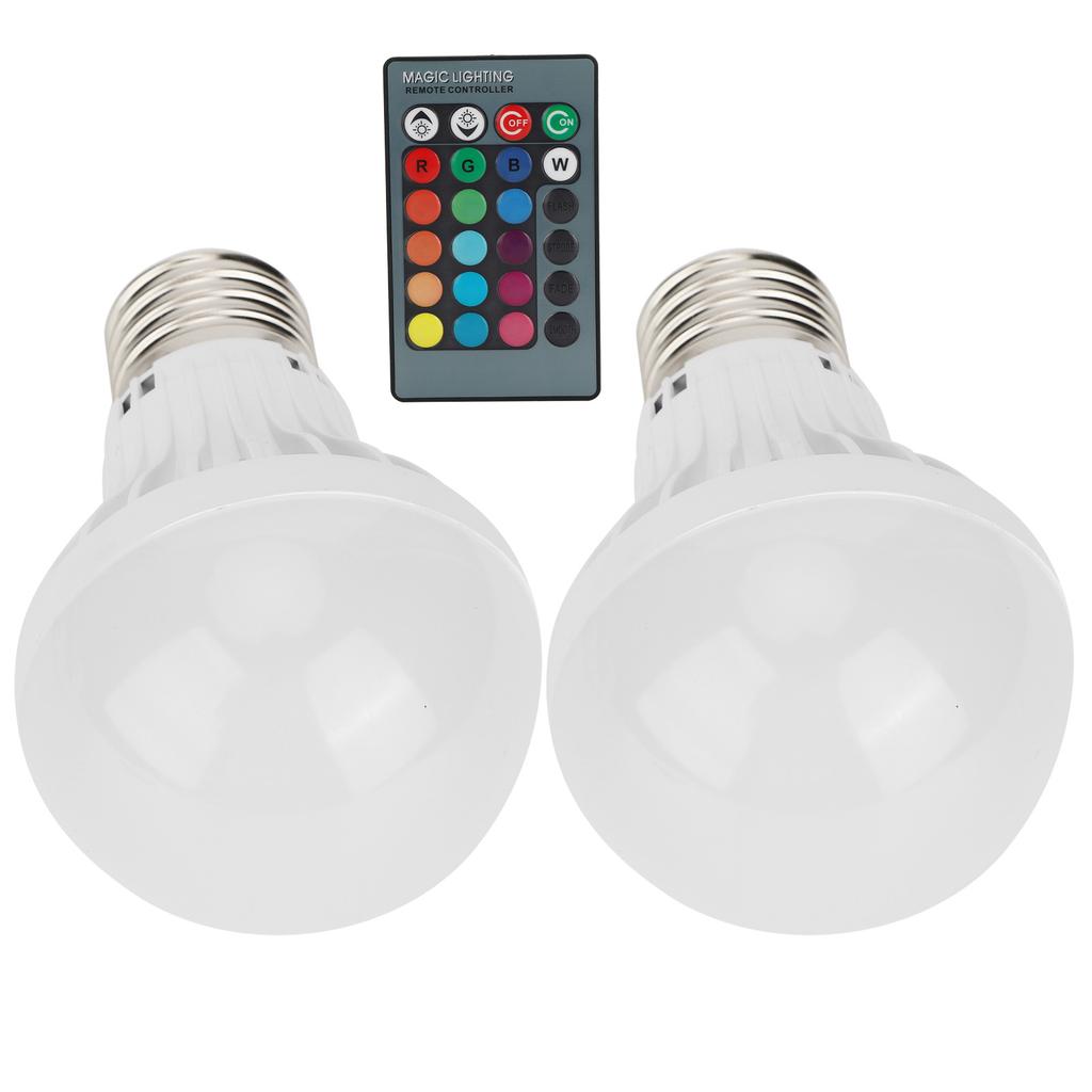 2Pcs E27 3W RGB Bulb Lamp Color Changing Bulb Light Home Lighting with Remote Control 85V‑265V