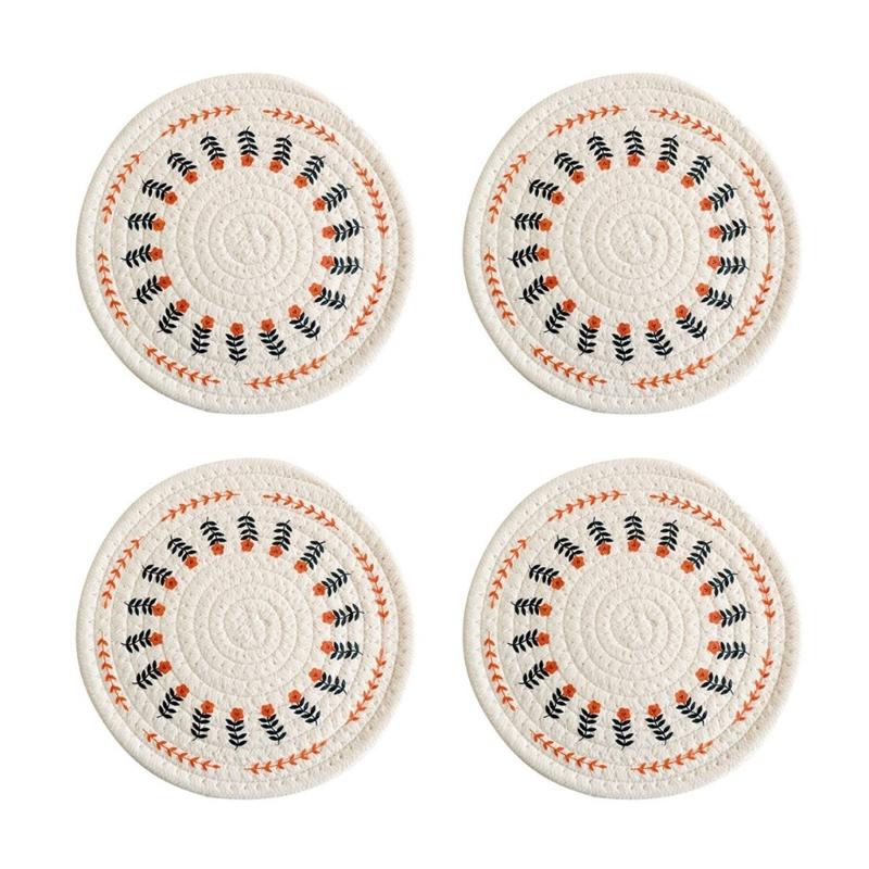 Set of 4 Use Friendly Round Tables Mats Portable Heat Insulated Tables Placemats Elegant Round Dining Cushion