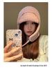 Korean-Style Photogenic Pink Knitted Wool Hat: Women's Warm, Ear-Protecting, Versatile Ski Hat for Autumn/Winter