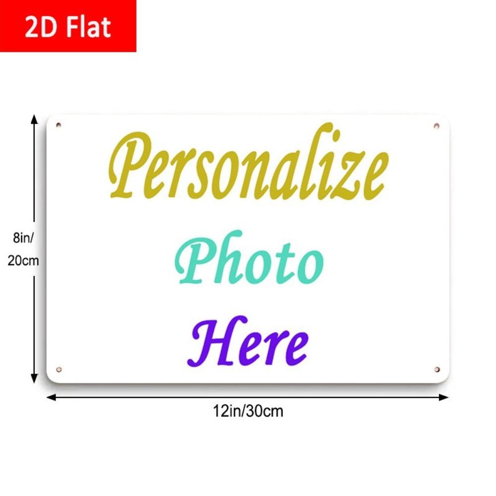 Custom 2D Flat Tin Plaque, 1pc Pre-drilled Corner, Personalized Photo Gift for Anniversary Birthday Home Wall Decor