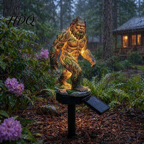 Outdoor Solar Sculpture Lamp Dragon Gorilla Garden Statue Light Gothic Medieval Resin Lantern Sculpture Decoration Fantasy Decor for Yard