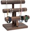 Wooden Bracelet Stand, Watch Stand, 3-Tier Accessory Holder, T-Shaped, Detachable, Stylish, Easy To Assembly
