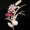 Crystal Flower Brooch Pin Rhinestone Wheat Ear Brooches Wedding Jewelry Gifts