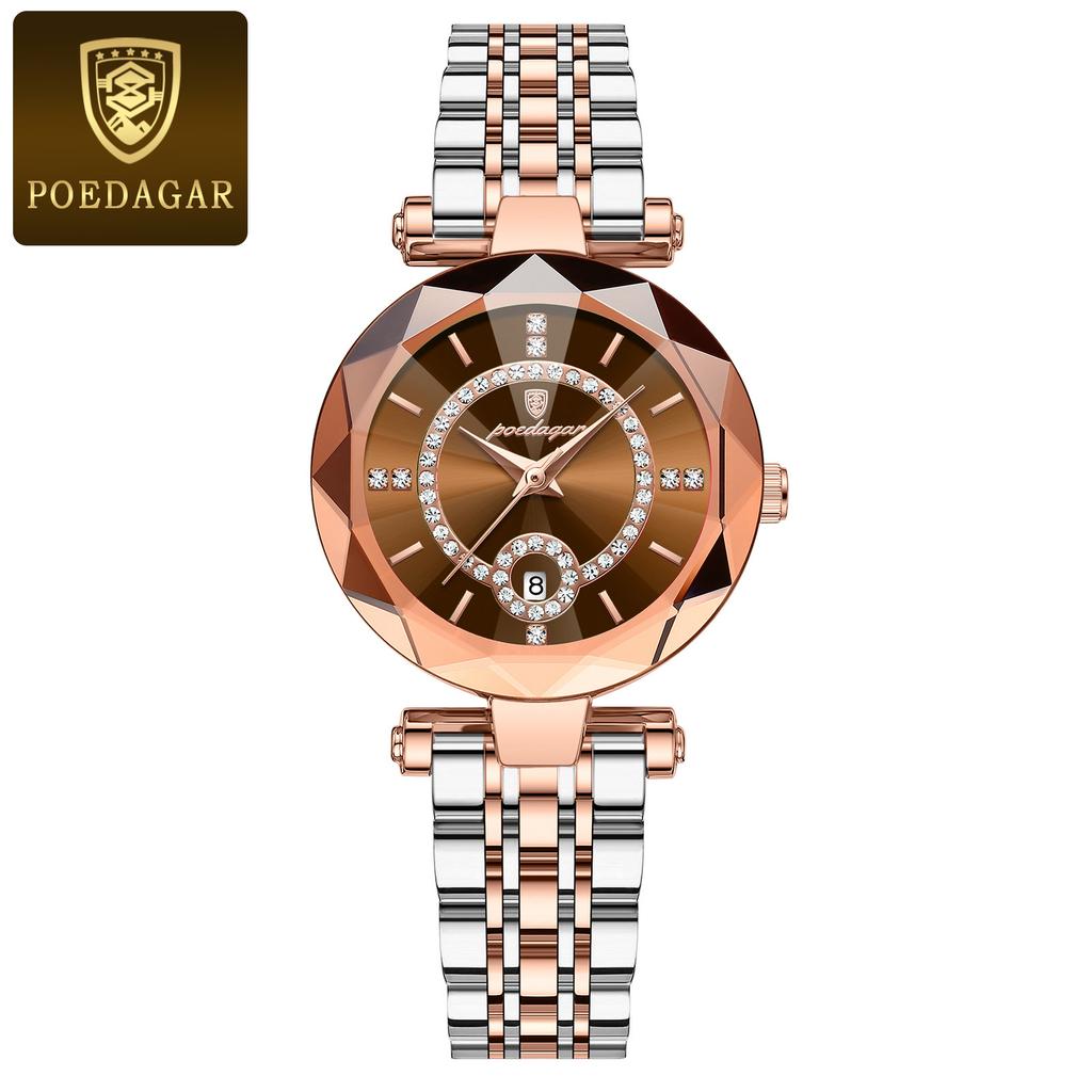 POEDAGAR Luxury Brand Women's Watches Waterproof Stainless Steel Date Ladies Wristwatch Fashion Elegant Quartz Watch Reloj