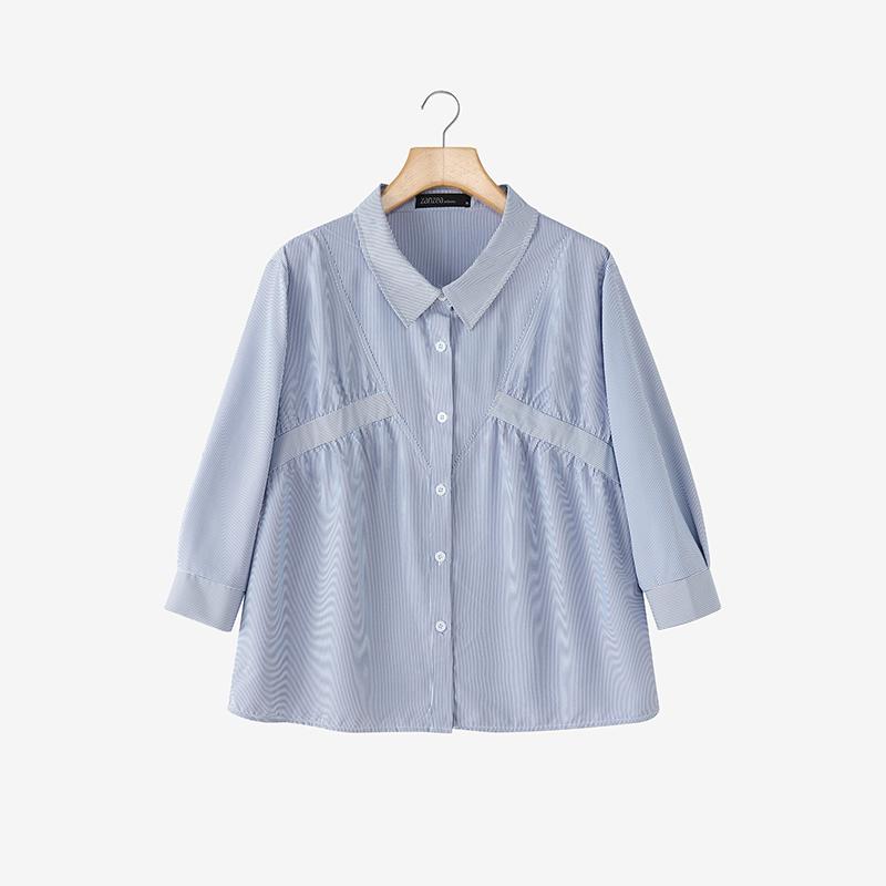 ZANZEA Women Casual Turn Down Collar 3/4 Sleeve Loose Stripe Blouse