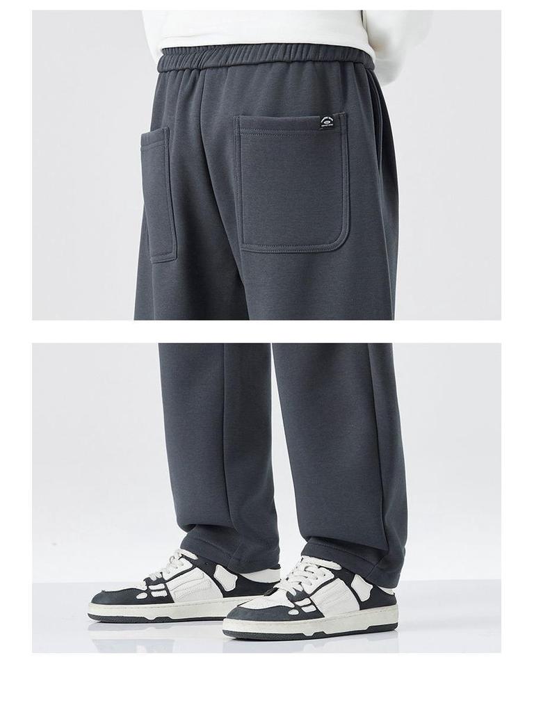 Men's Trendy Fleece-Lined Loose Straight-Leg Casual Pants - Autumn/Winter Japanese Retro Style