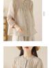 Spring/Summer Retro Slimming Cotton Linen Cardigan - Women's Seven-Sleeve Shirt