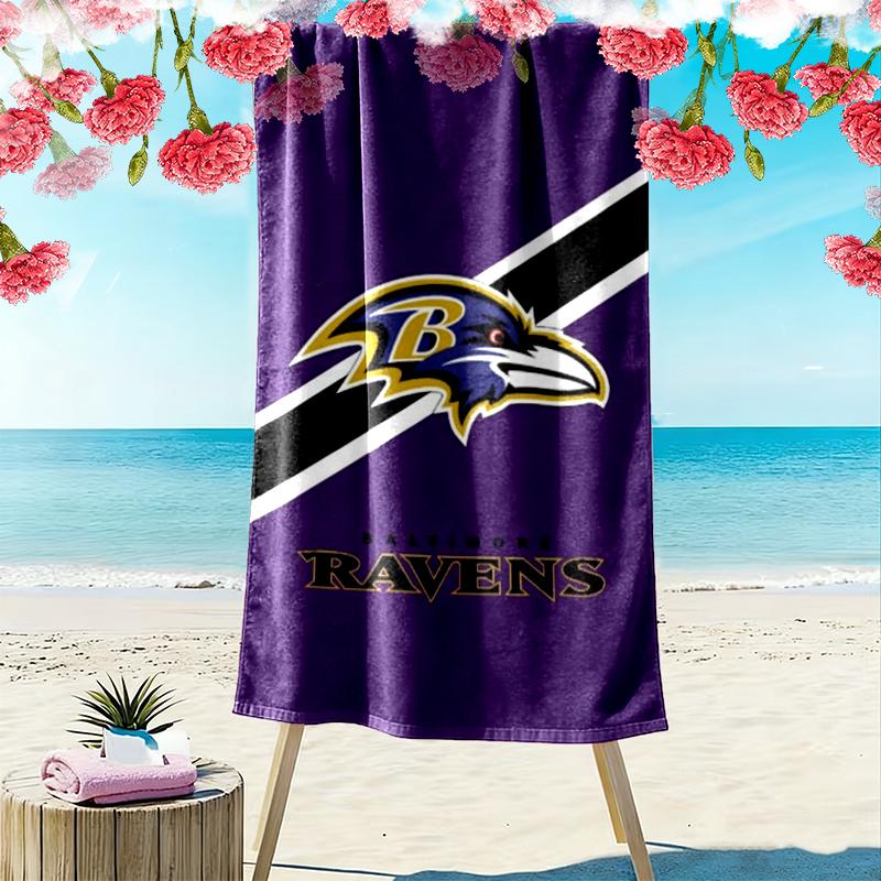 Baltimore Ravens Tryckt Strandhandduk, Stor Mjuk Snabbtorkande Handduk för Strand Camping Simning