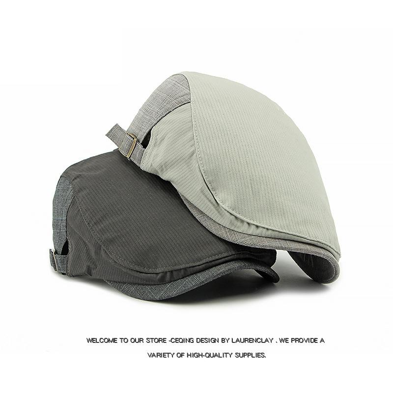 Spring Thin Breathable Cap Men's British Peaked Cap Retro Beret Stitching Forward Cap