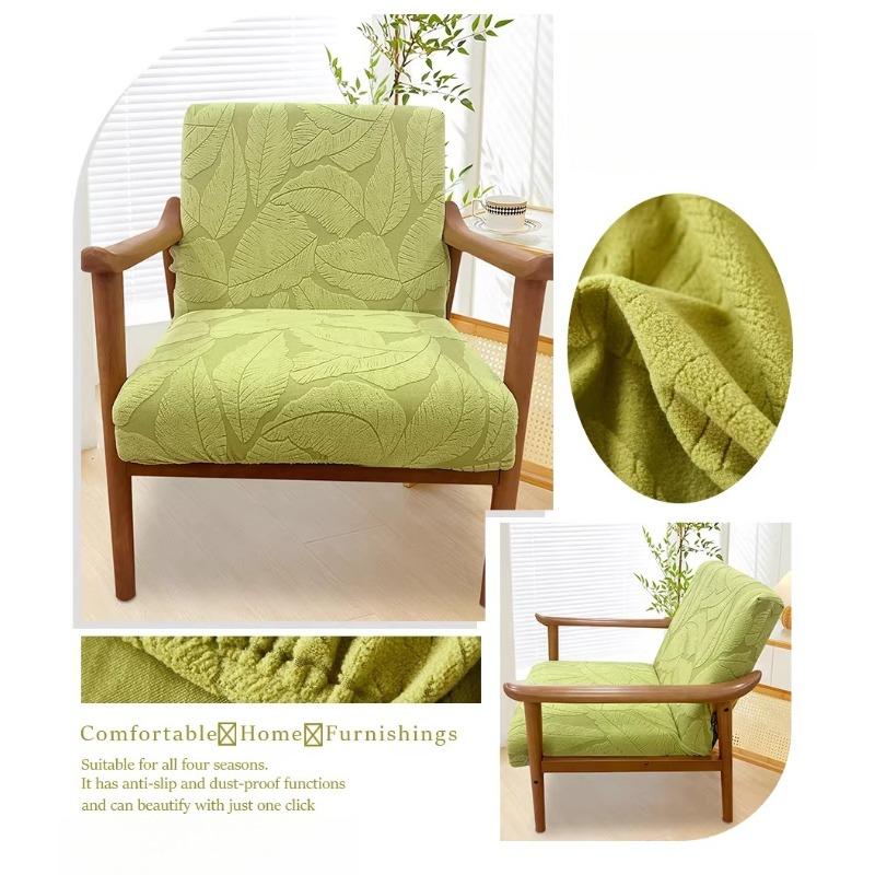 Funda Elástica con Cremallera para Sillón Jacquard de Hojas Fundas para Sillas Decoración del Hogar Funda Elástica para Silla Protector Elástico para Muebles de Silla Lavable