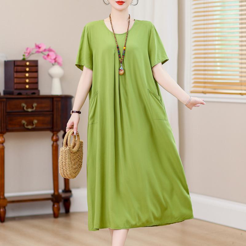 Übergröße, langes Sommerkleid mit Vintage-Druck für Damen, elegantes, kurzärmeliges, lockeres Sommerkleid in Übergröße