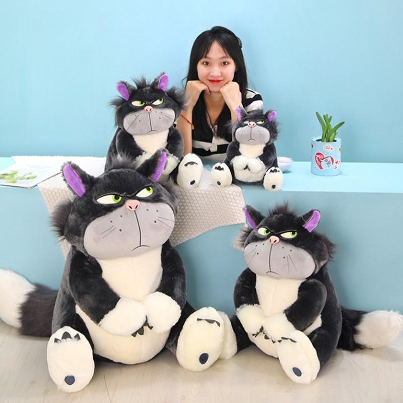 Cute Grey Short Plush Lucife Cat Doll Stuffed Animal Toy For Teenagers 30/45/60/80cm