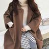 Plus Size Women Winter Coat Thickened Loose Turn Down Collar Long Sleeves Pure Color Cold Proof Pockets Notch Collar Outerwear
