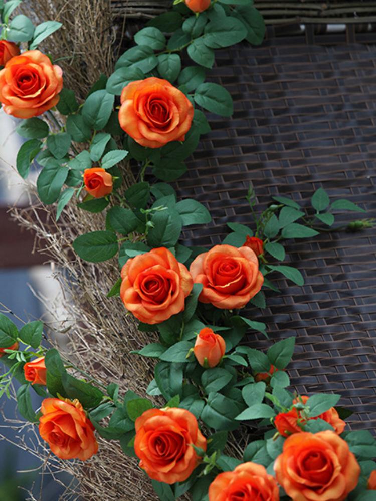 Hanging Flowers Artificial Hanging Plants 1.5m Artificial Rose Vine Hanging Plants Artificial Flower for Home Room Garden Wedding Indoor Outdoor Decor